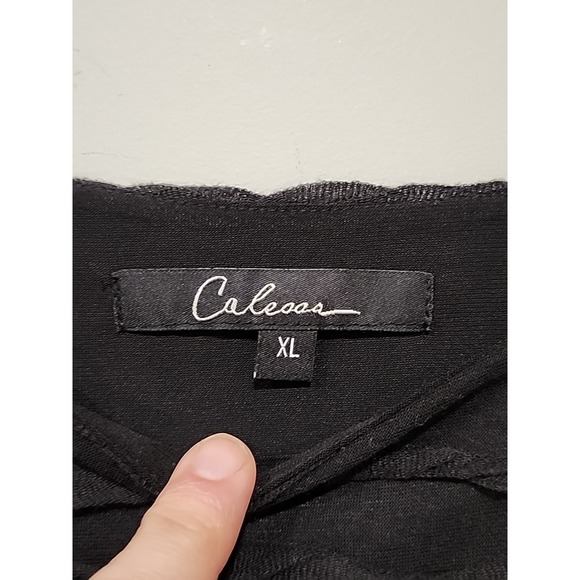 Calessa NWT Tunic Blouse Womens XL Black Ruffled Bell Sleeve Round Neck Boho - Picture 2 of 9